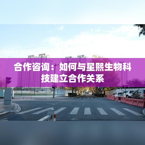 合作咨询：如何与星熙生物科技建立合作关系